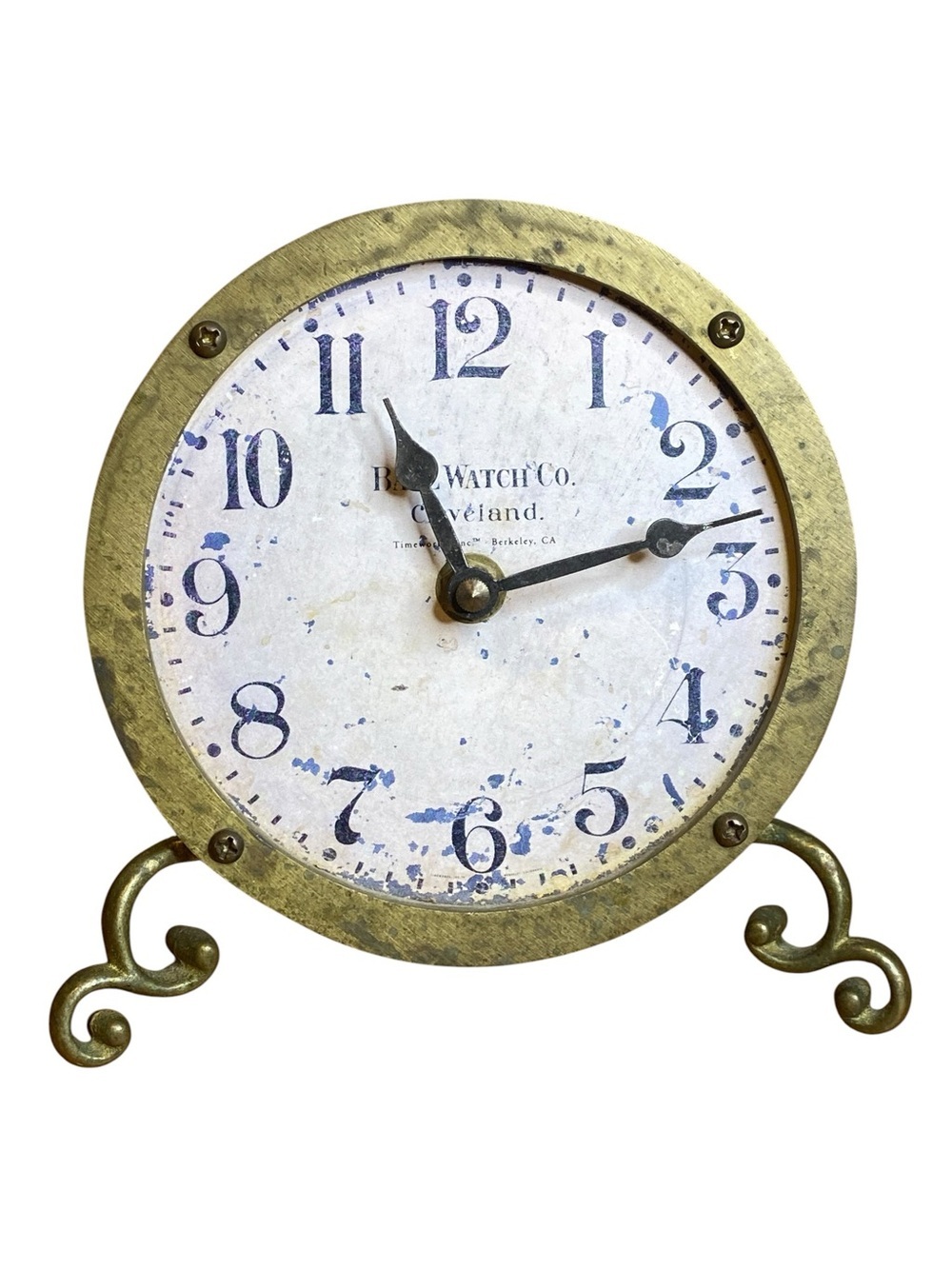 Timeworks Antique Vintage Brass Footed Battery Operated Clock
